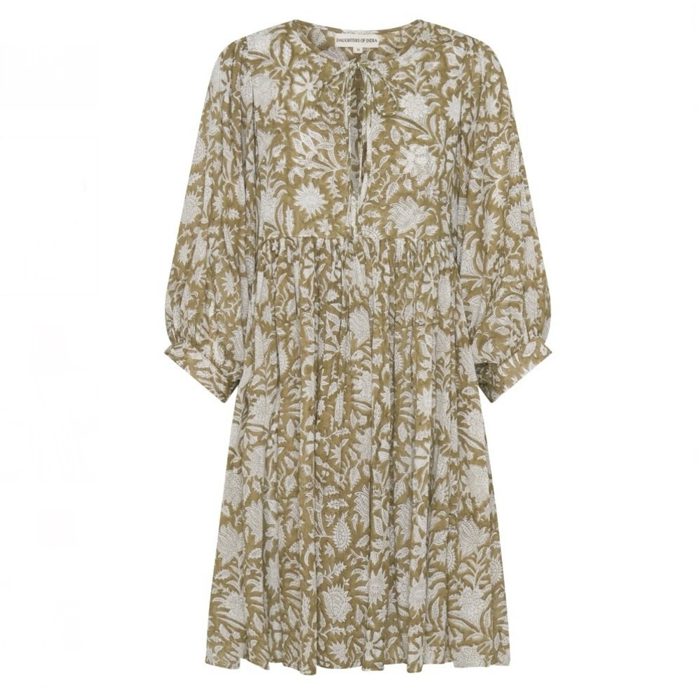 NEW Daughters Of India Kyra Mini Dress In Olive Size XXL
